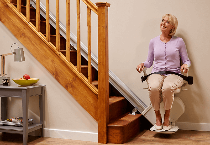 straight stairlift in use